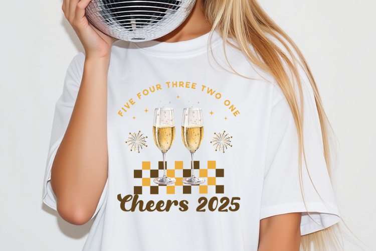 Five Four Three Two One Cheers to 2025, New Year Sublimation Shirt Mockup Image.jpg