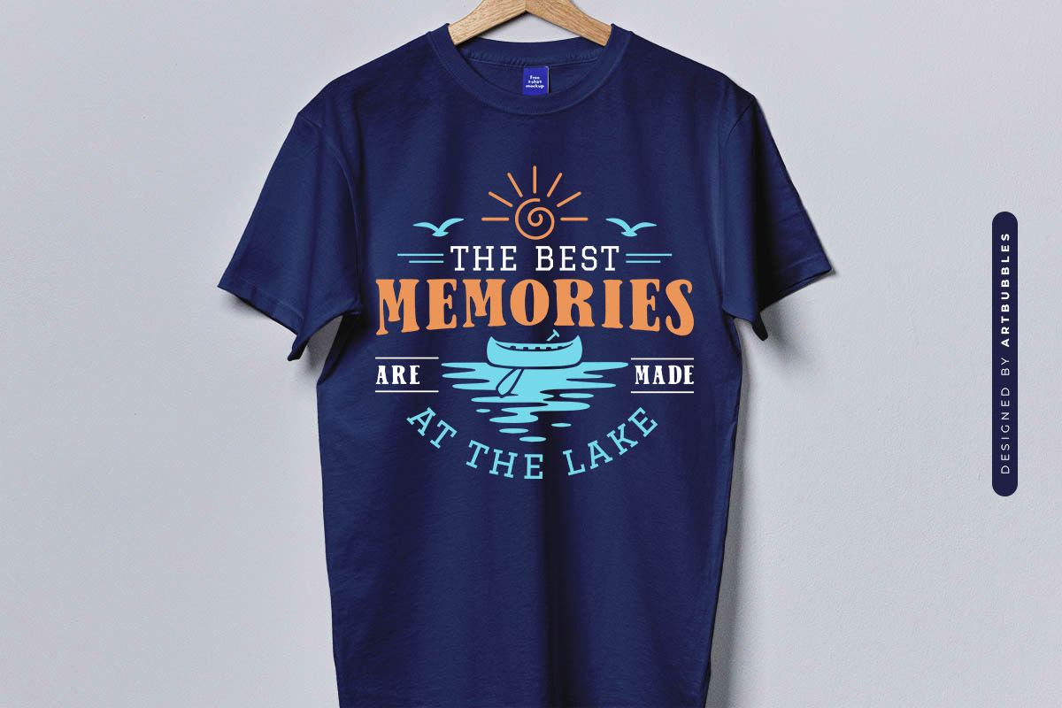 The Best Memories are Made at the Lake SVG Blue Shirt Mockup Image.jpg
