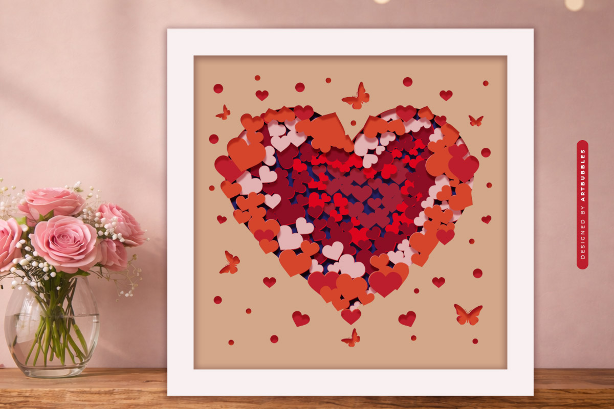 Valentine Layered Heart Shadow Box SVG