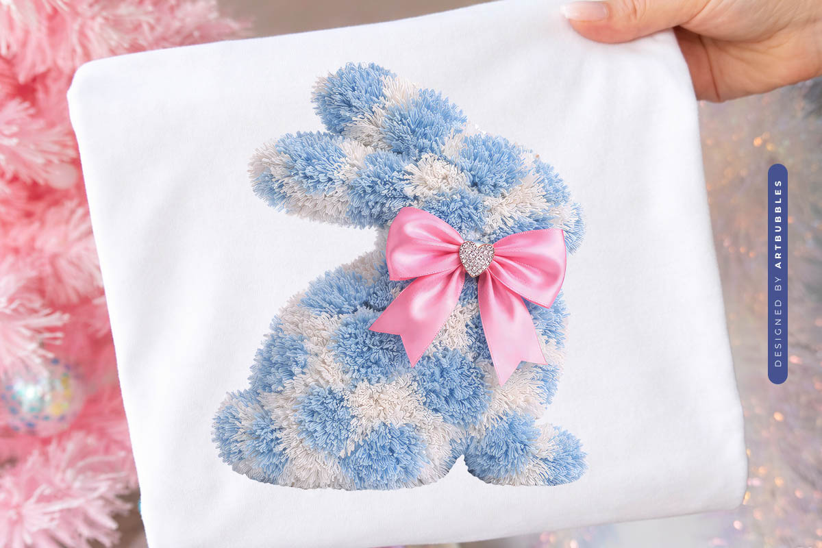 Latch Hook Yarn Coquette Easter Bunny PNG Tote Mockup Image.jpg