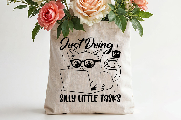 Just Doing My Silly Little Tasks - Funny Cat SVG tote bag Mockup Image.jpg