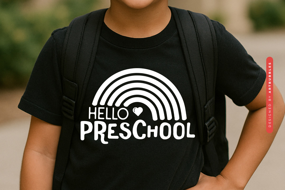 Hello Preschool - Back to School Rainbow SVG Tshirt Mockup Image.jpg