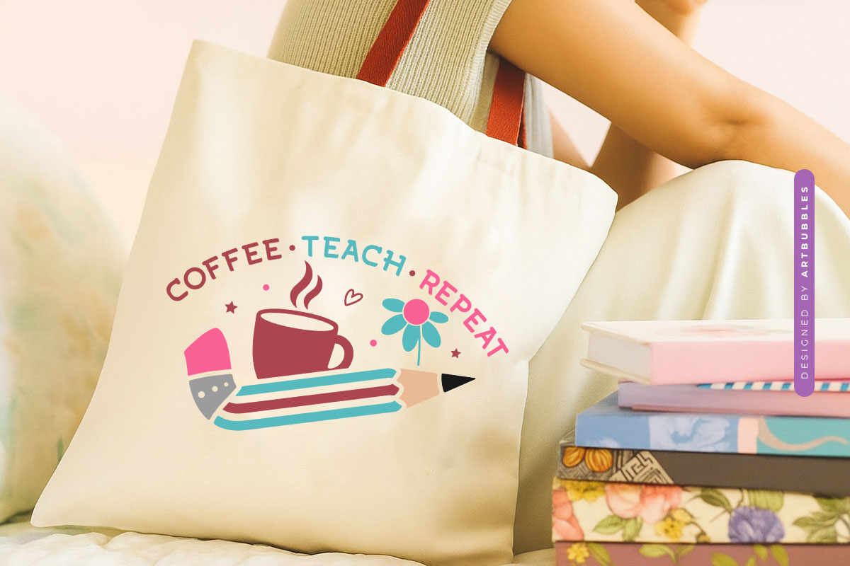 Coffee Teach Repeat - Floral Funny Teacher SVG Tote Bag Mockup Image.jpg