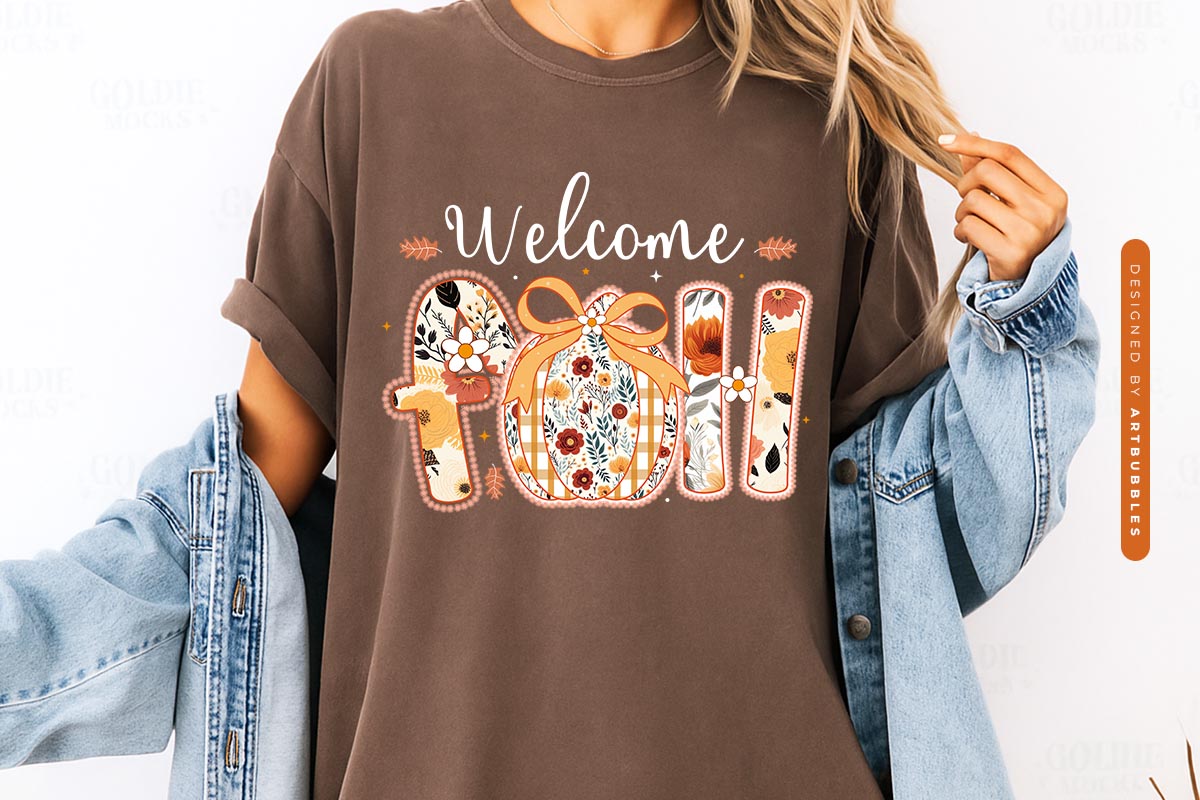 Preppy Floral Welcome Fall Sublimation Design Shirt Mockup Image.jpg