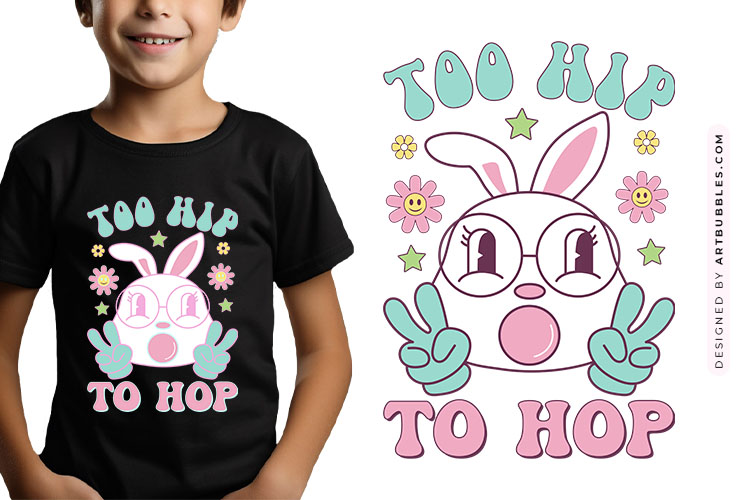 Too Hip To Hop - Funny Retro Easter PNG Image.jpg
