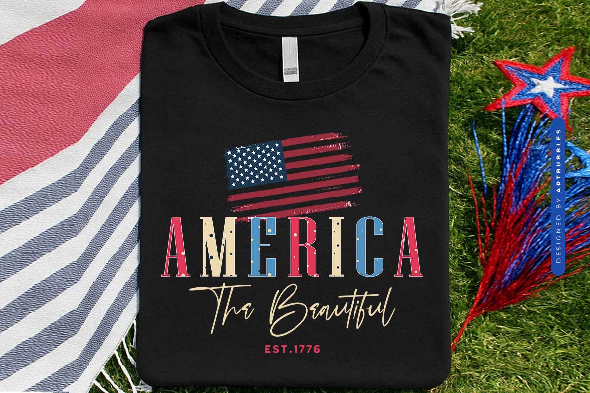 America the Beautiful Est - 4th of July PNG Shirt Mockup Image.jpg