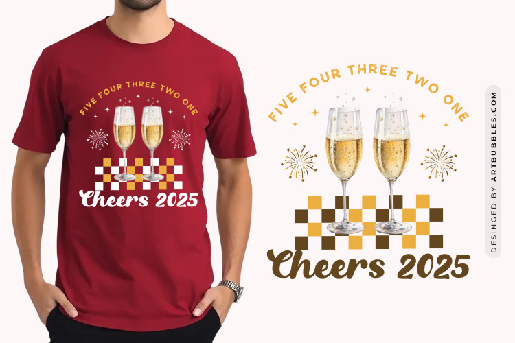 Five Four Three Two One Cheers to 2025, New Year Sublimation