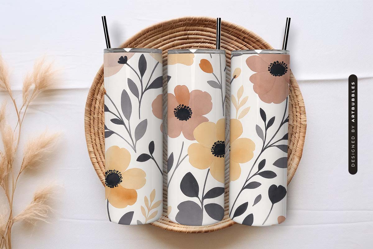 Boho Flower 20oz Tumbler Wrap Sublimation PNG Image.jpg