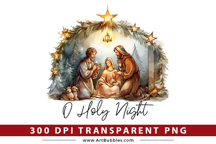 O Holy Night, Christmas PNG Sublimation
