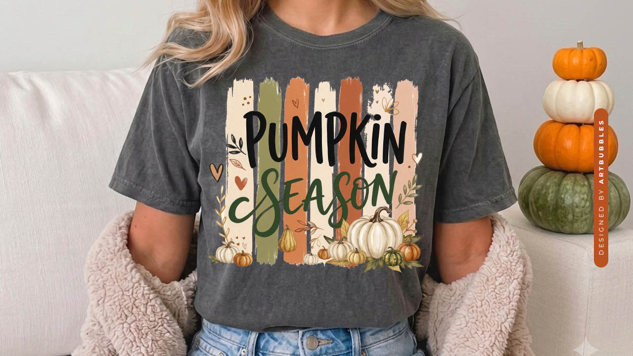 Pumpkin Season - Striped Fall Sublimation PNG Tshirt Mockup Image.jpg