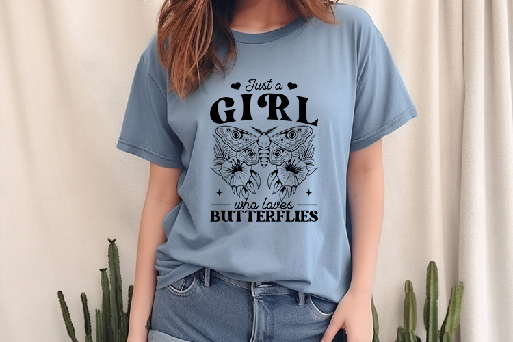 Just A Girl Who Loves Butterflies SVG File Tshirt Mockup Image.jpg