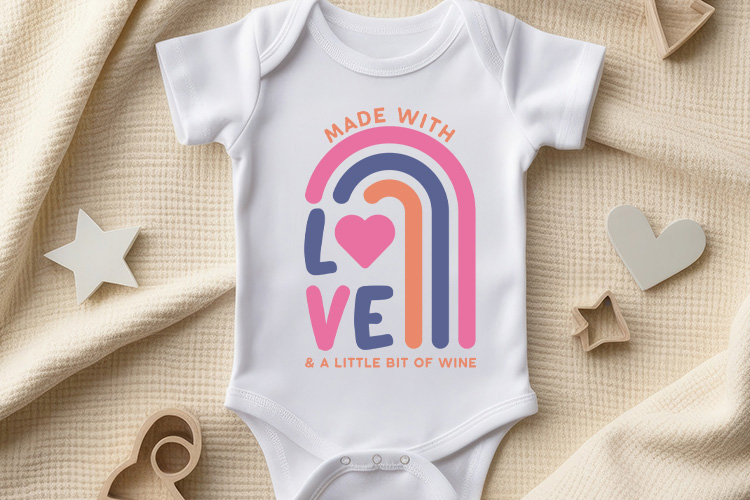 Made with Love & A Little Bit of Wine - Baby SVG Bodysuit Mockup Image.jpg