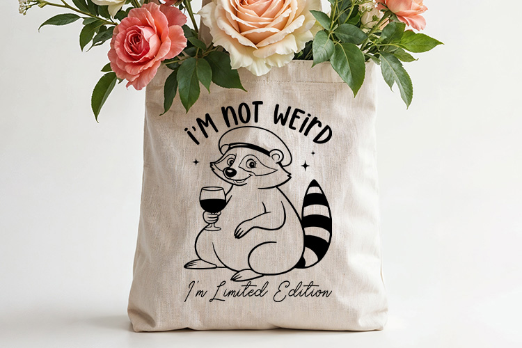 I'm Not Weird I'm Not Addition - Sarcastic Raccoon SVG Tote Bag Mockup Image.jpg