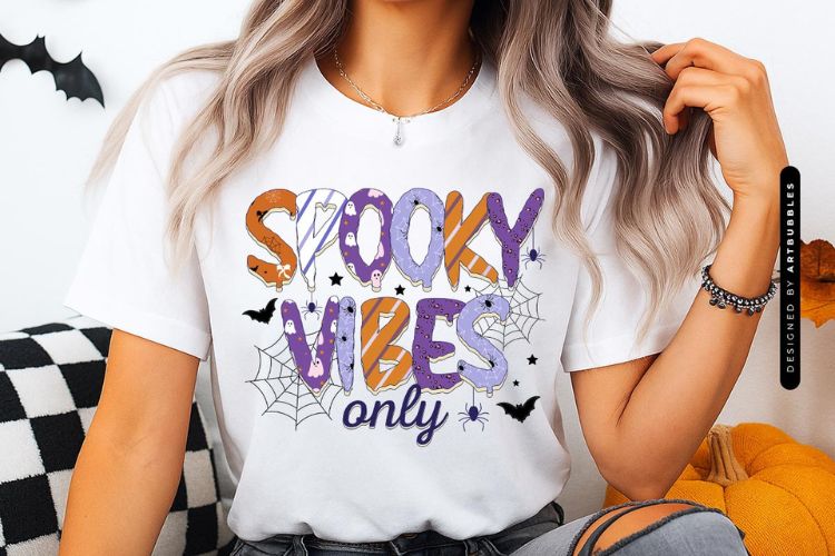 Spooky Vibes Only - Creepy Halloween Sublimation Shirt Mockup Image.jpg
