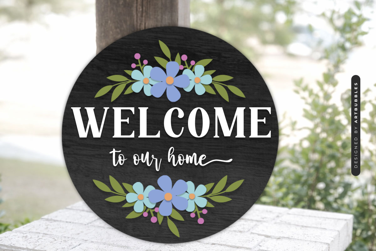 Floral Welcome to Our Home Door Sign SVG Image.jpg
