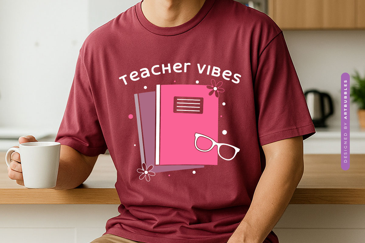 Teacher Vibes Floral SVG Cut File Tshirt Mockup Image.jpg