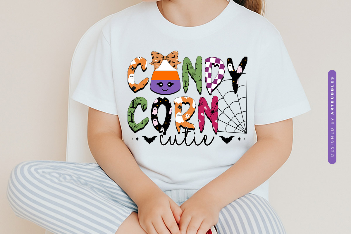 Candy Corn Cutie - Coquette Bow Halloween Sublimation Tshirt Mockup Image.jpg