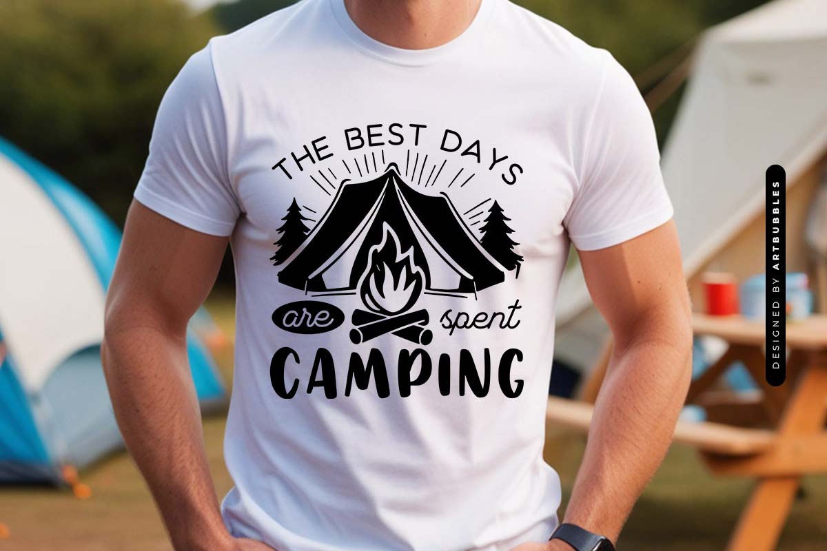 The Best Days are Spent Camping Design SVG Shirt Mockup Image.jpg