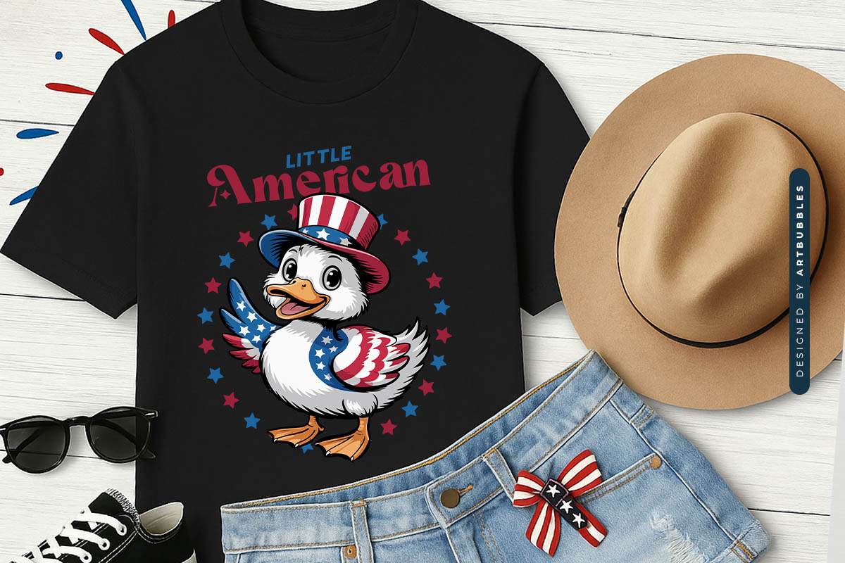 Little American - 4th of July Duck Sublimation Shirt Mockup Image.jpg
