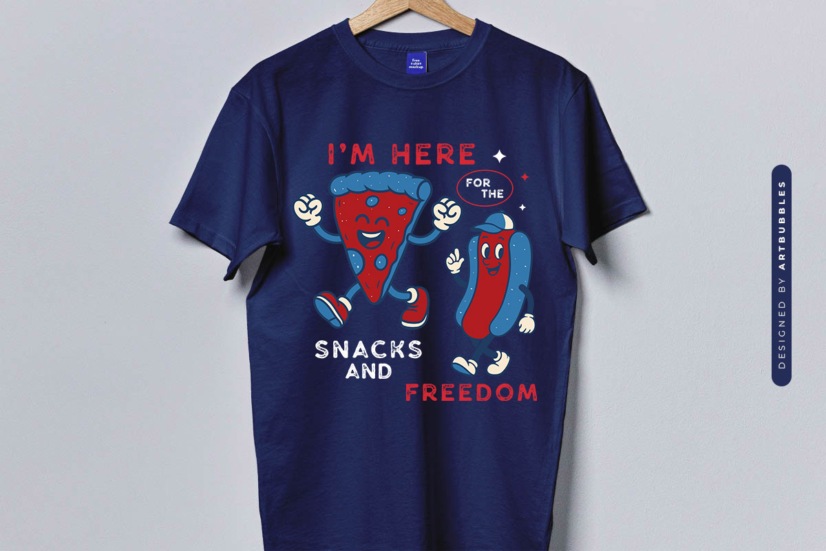 I'm Here for the Snacks and Freedom - PNG 4th of July T-shirt Mockup Image.jpg