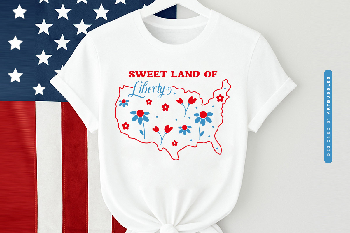 Sweet Land of Liberty - 4th of July SVG Vector Shirt Mockup Image.jpg