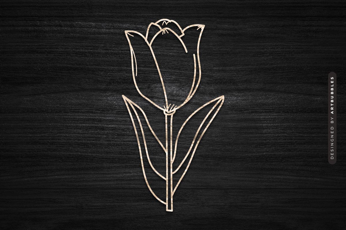 Tulip Line Art Wildflower SVG - Laser Cut Image 3.jpg