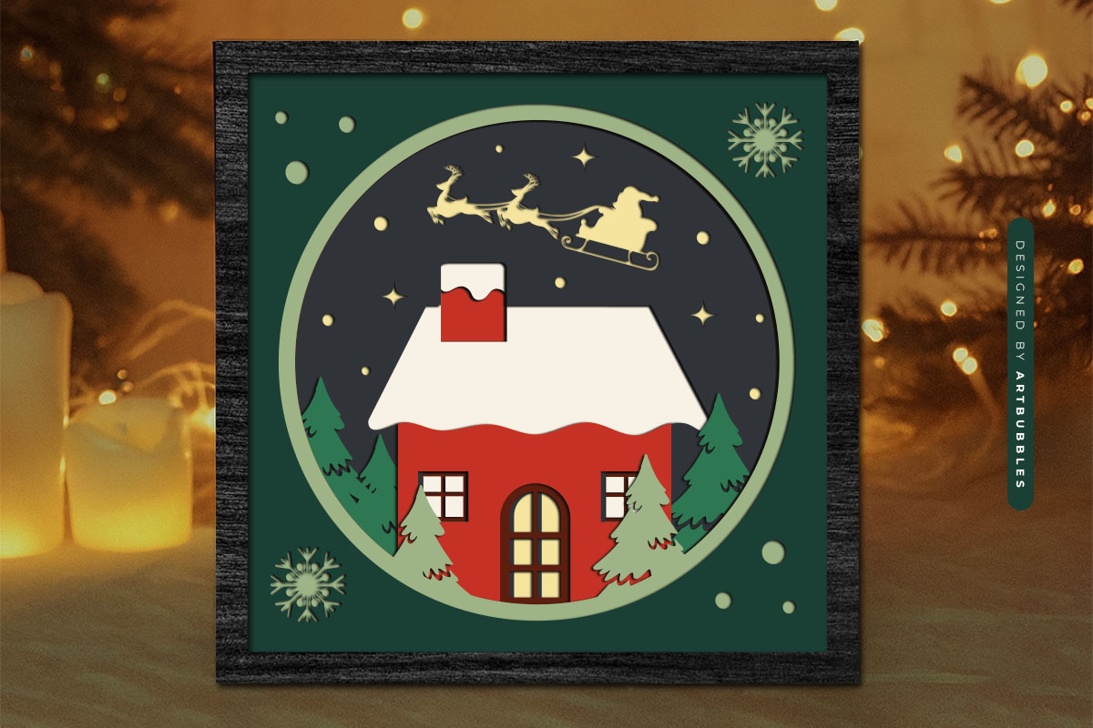 Christmas 3D Shadow Box SVG - Paper Cut File