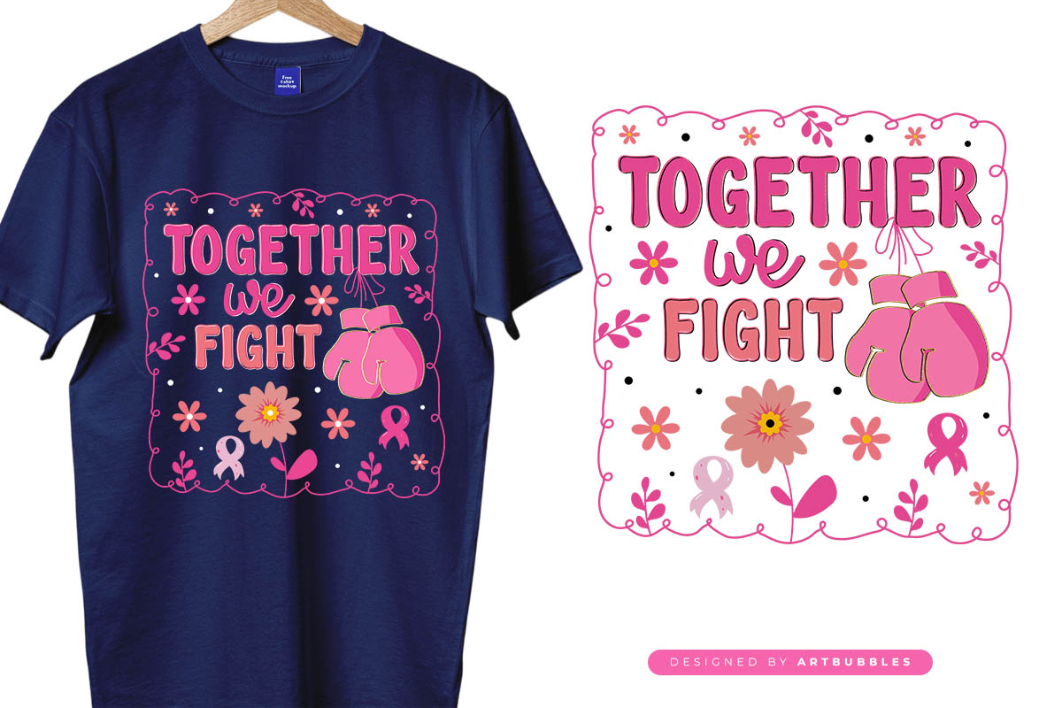 Together We Fight - Floral Breast Cancer Sublimation Image.jpg