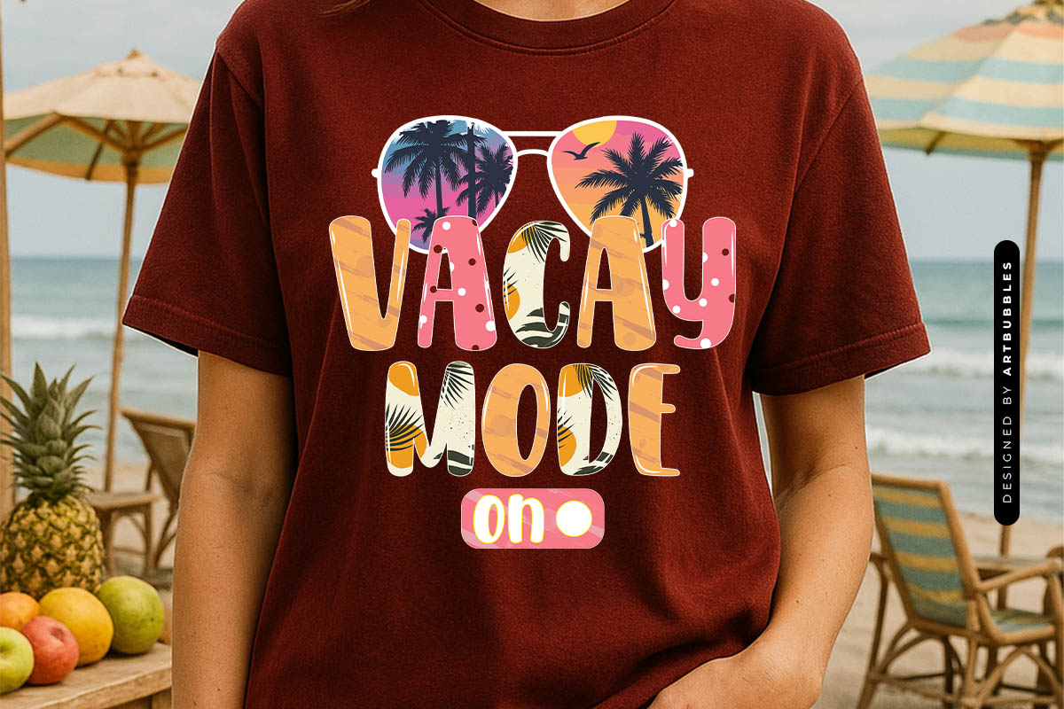 Vacay Mode On - Summer Sublimation PNG Shirt Mockup Image.jpg