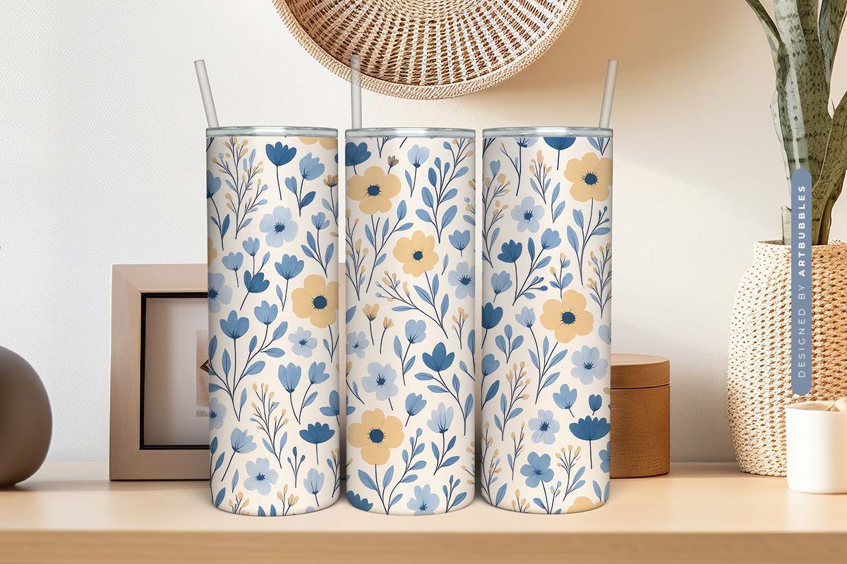 Boho Wildflowers Skinny Tumbler PNG Sublimation Image 2.jpg