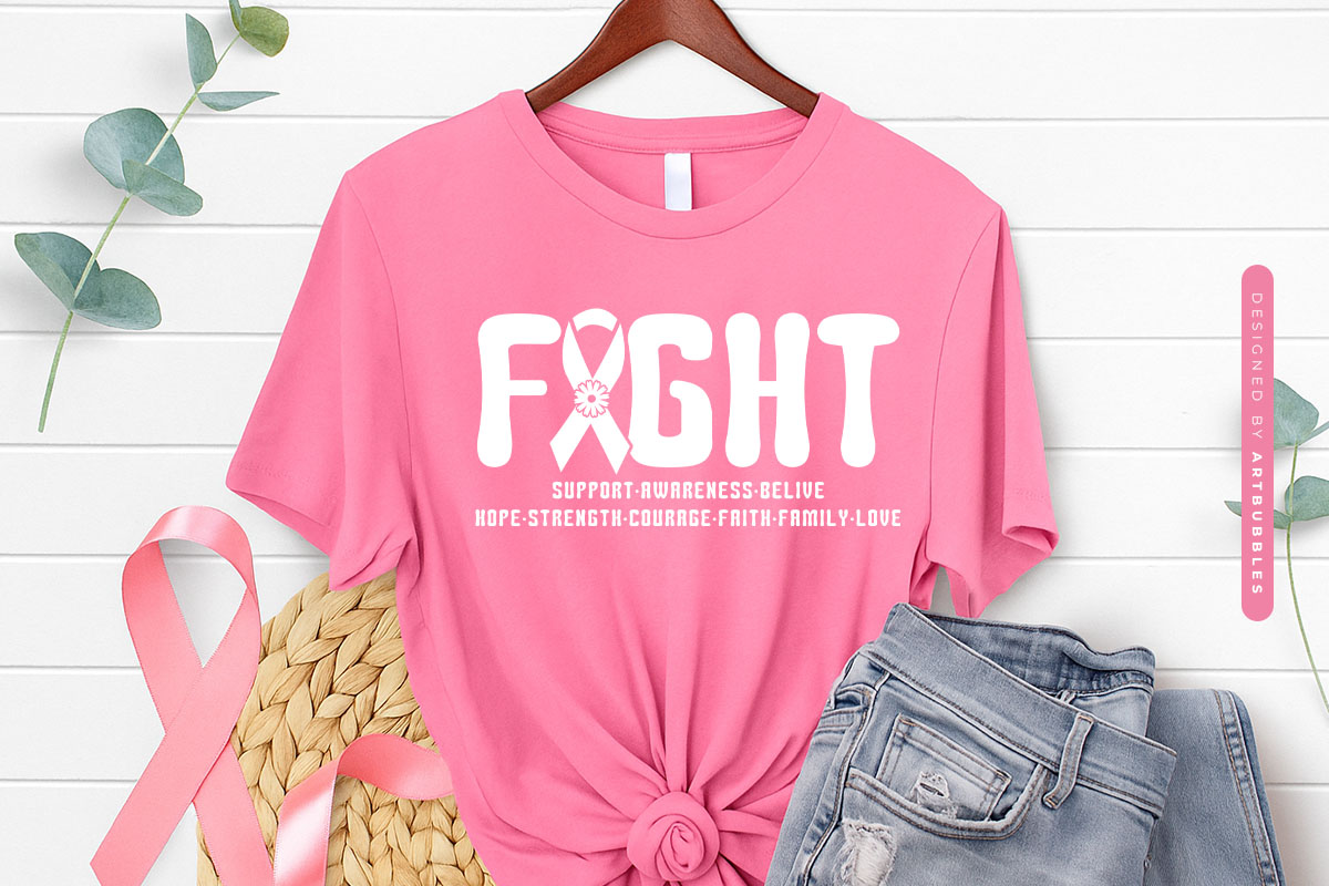 Retro Fight Breast Cancer Awareness SVG Vector Shirt Mockup Image.jpg