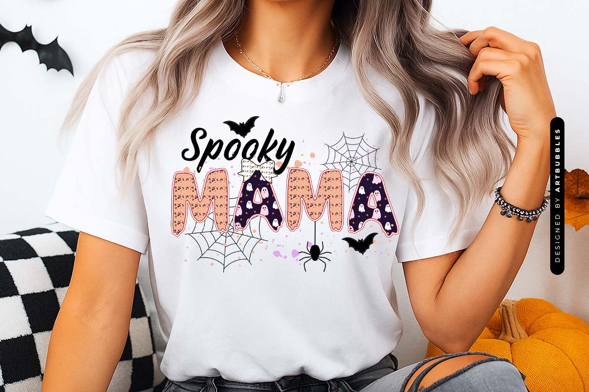 Spooky Mama - Halloween Sublimation Transfer Shirt Mockup Image.jpg