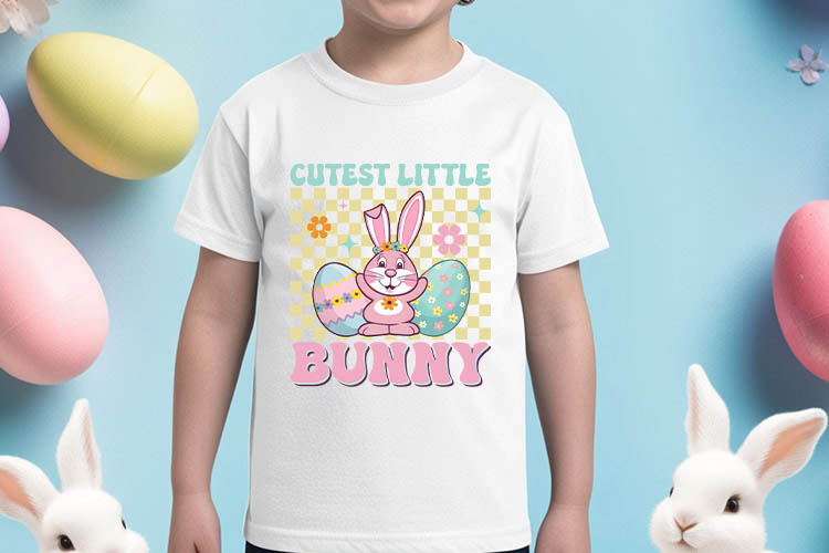 Cutest Little Bunny - Retro Easter Sublimation Print Shirt Mockup Image.jpg