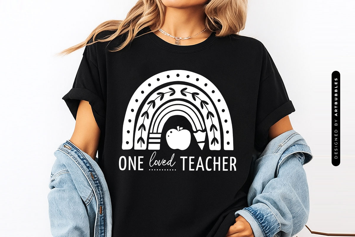 One Loved Teacher Flower SVG Cut File T-shirt Mockup Image.jpg