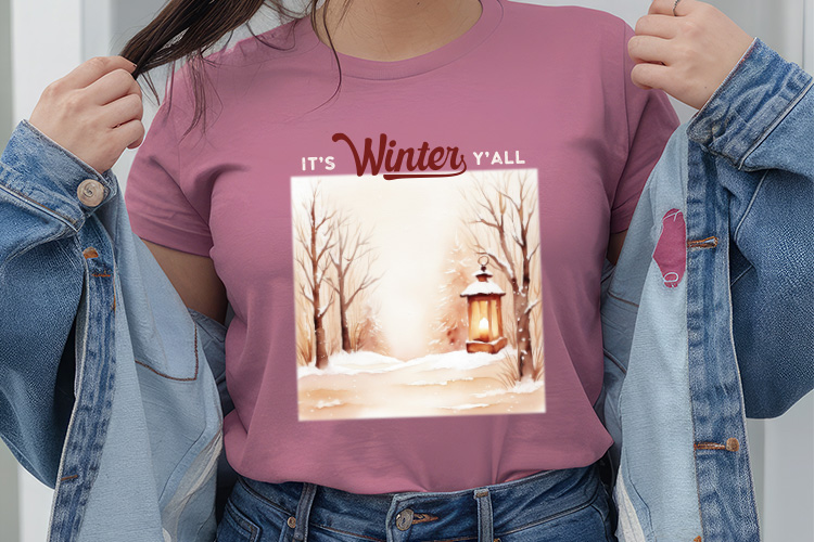 Unique It's Winter Y'all PNG Sublimation Shirt Mockup Image.jpg