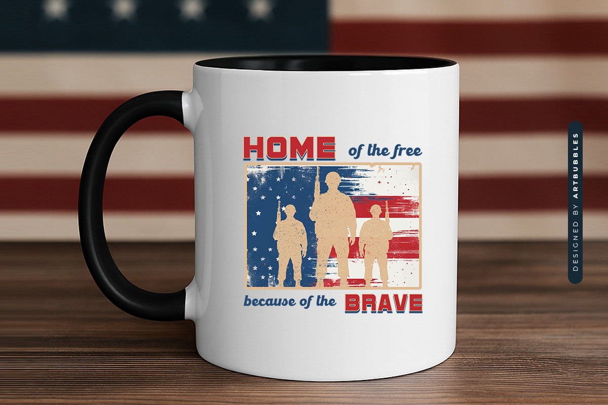 Home of the Free Because of the Brave, 4th of July PNG Mug Mockup Image.jpg