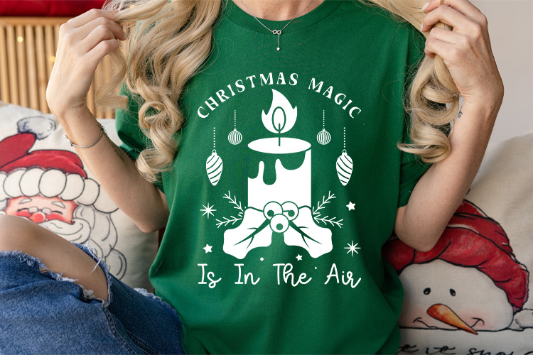 Boho Christmas Magic is in the Air SVG Cut File Tshirt Mockup Image.jpg