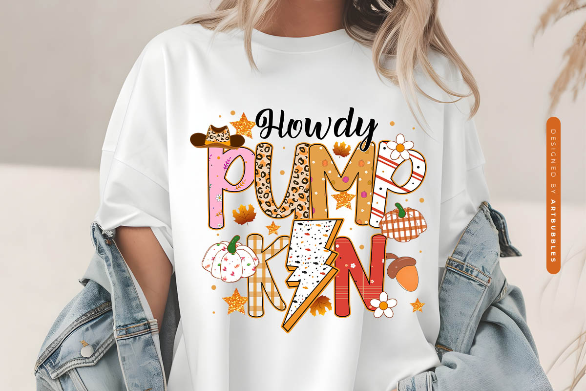 Howdy Pumpkin - Preppy Fall Sublimation T-shirt Mockup image.jpg