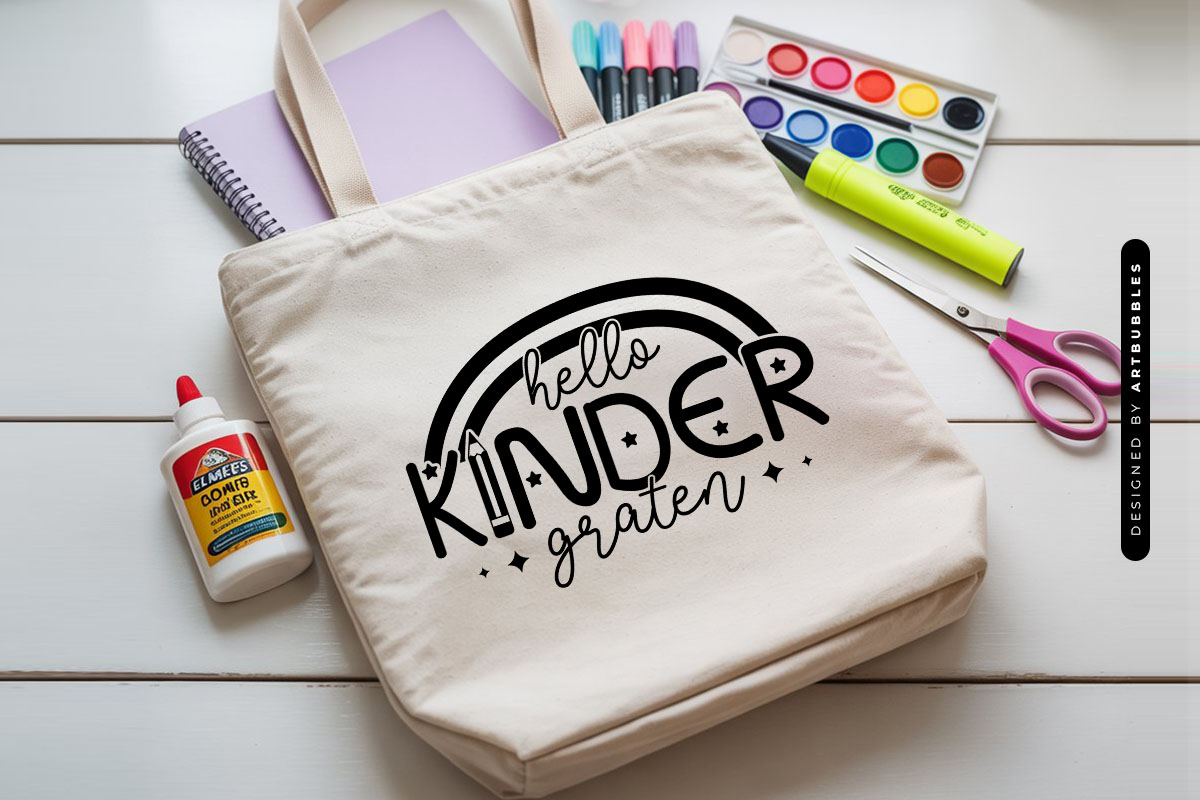 Hello Kindergarten, Back to School SVG PNG Tote Mockup Image.jpg
