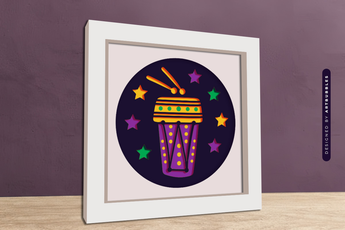 Layered Mardi Gras Shadow Box SVG PNG