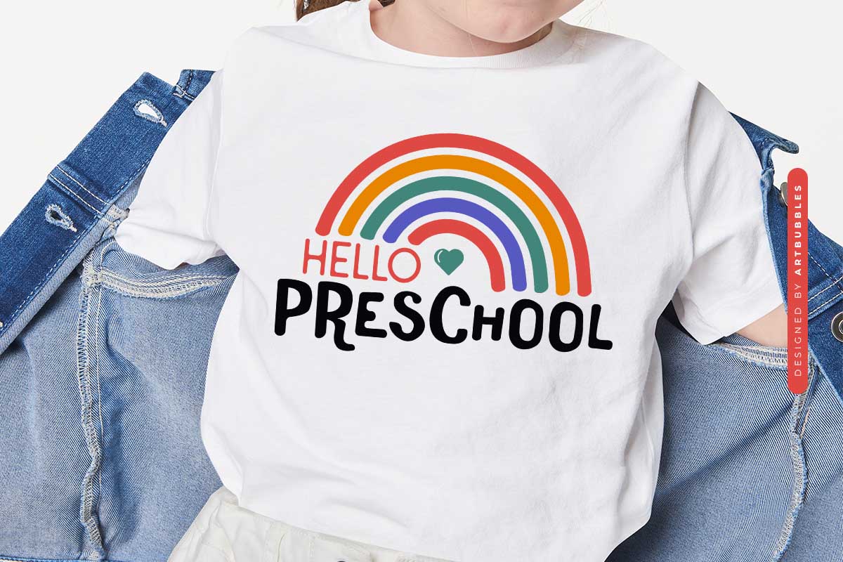 Hello Preschool - Back to School Rainbow SVG