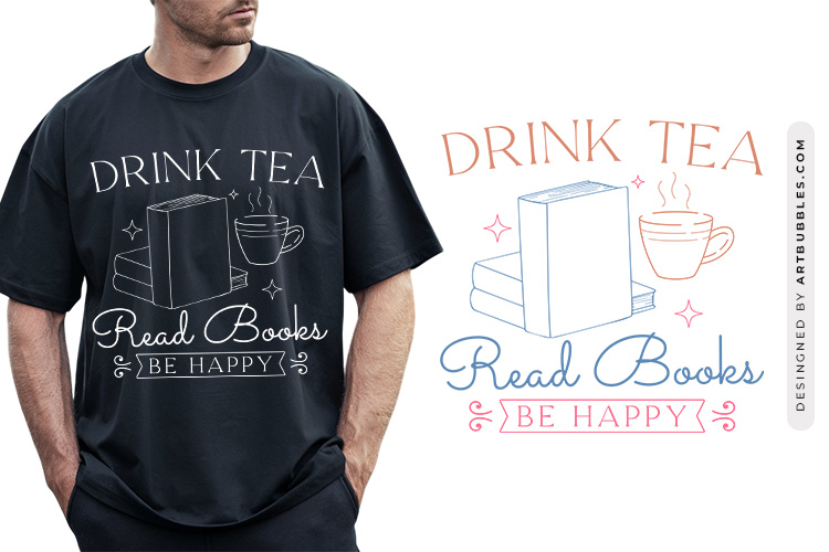 Drink Tea Read Books Be Happy - Reading Design SVG Image.jpg