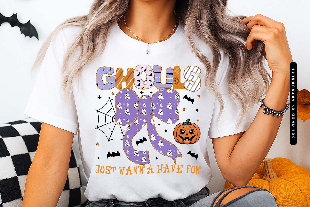 Ghouls Just Wanna Have Fun - Halloween Quote Sublimation Shirt Mockup Image.jpg
