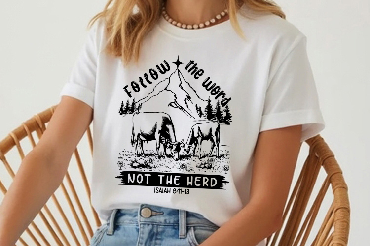 Follow the Word Not the Herd - Funny Animal SVG Tshirt Mockup Image.jpg