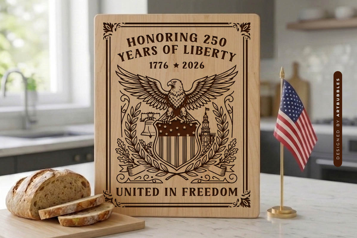 Laser Cut USA 250th Cutting Board SVG