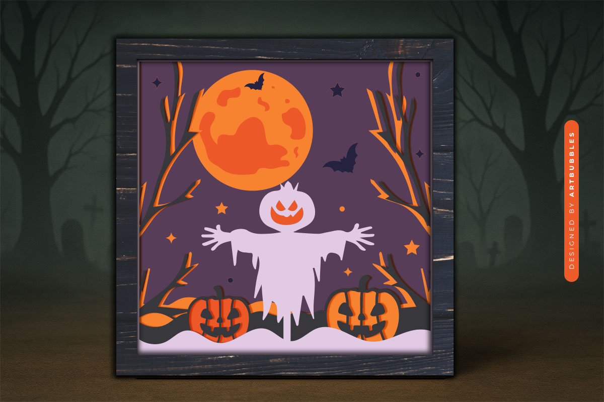 Scarecrow Halloween Shadow Box SVG Design Image 3.jpg