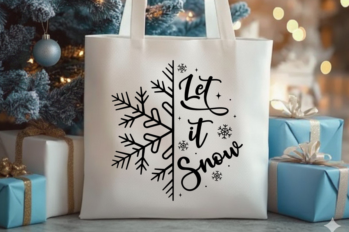 Let It Snow - Cute Winter SVG Tote bag Mockup image.jpg