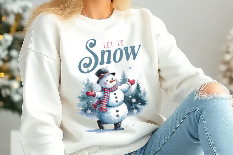 Let It Snow - Cozy Winter PNG Sublimation Sweatshirt Mockup Image.jpg