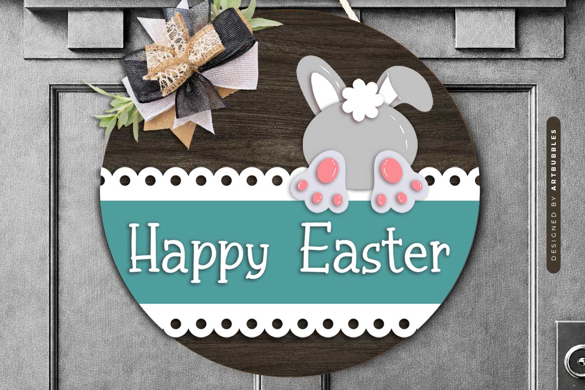 Happy Easter Bunny Door Hanger SVG File Image 2.jpg