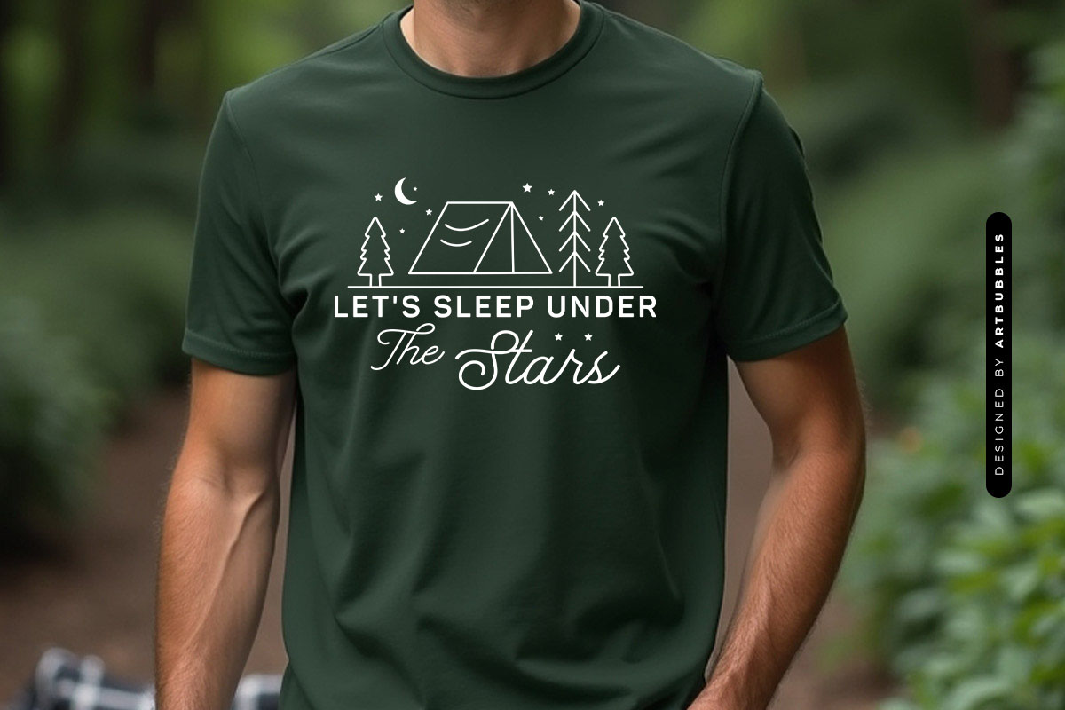 Let's Sleep Under the Stars - Camping SVG Quote T-shirt Mockup Image.jpg